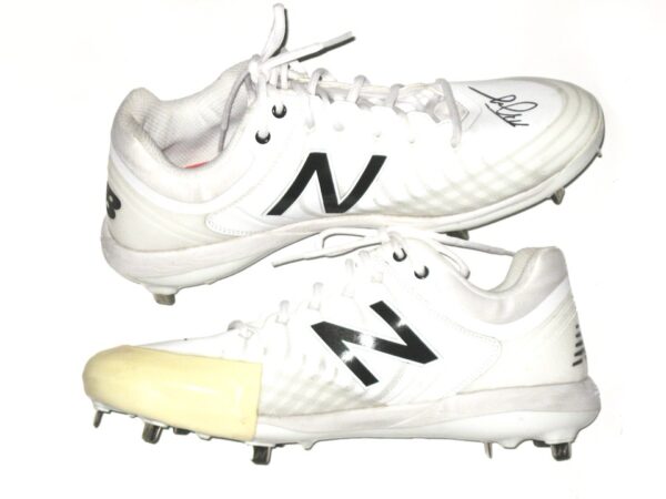 Tyler Johnson 2021 Charlotte Knights Game Worn & Signed White & Black New Balance Baseball Cleats