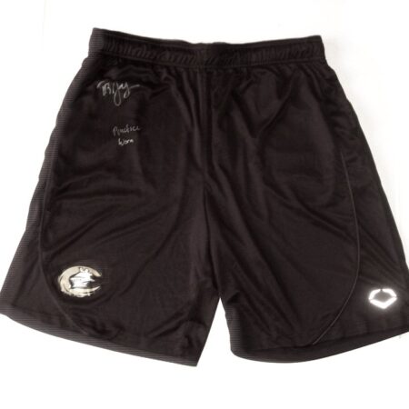 Tyler Johnson 2021 Practice Worn & Signed Official Black Charlotte Knights EvoShield Shorts