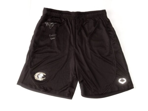 Tyler Johnson 2021 Practice Worn & Signed Official Black Charlotte Knights EvoShield Shorts