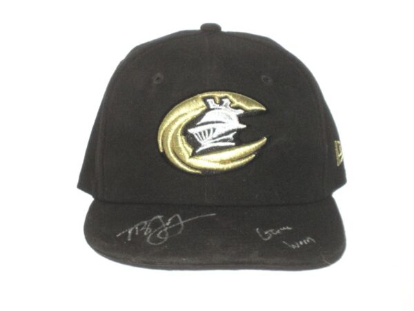 Tyler Johnson Game Worn & Signed Official Black Charlotte Knights Home New Era 59FIFTY Hat