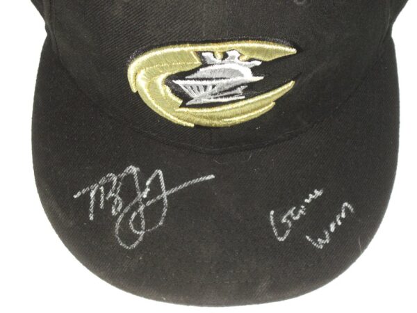 Tyler Johnson Game Worn & Signed Official Black Charlotte Knights Home New Era 59FIFTY Hat