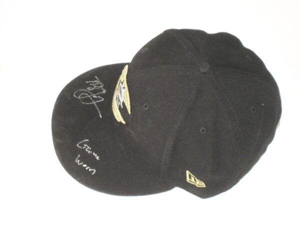 Tyler Johnson Game Worn & Signed Official Black Charlotte Knights Home New Era 59FIFTY Hat