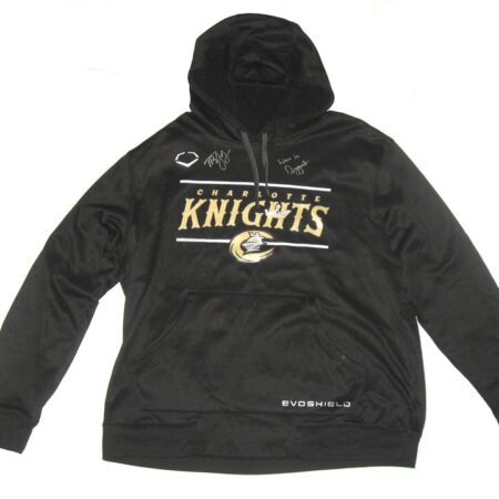 Tyler Johnson Team Issued & Signed Official Black & Gold Charlotte Knights EvoShield Pullover Hoodie Sweatshirt