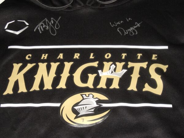 Tyler Johnson Team Issued & Signed Official Black & Gold Charlotte Knights EvoShield Pullover Hoodie Sweatshirt