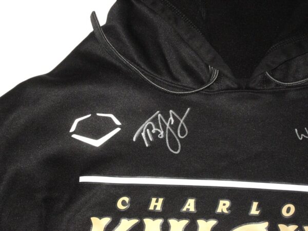 Tyler Johnson Team Issued & Signed Official Black & Gold Charlotte Knights EvoShield Pullover Hoodie Sweatshirt