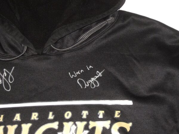 Tyler Johnson Team Issued & Signed Official Black & Gold Charlotte Knights EvoShield Pullover Hoodie Sweatshirt