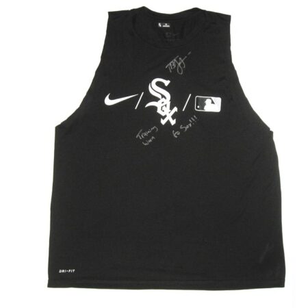 Tyler Johnson Training Worn & Signed Official Black Chicago White Sox 68 JOHNSON Nike Dri-Fit Shirt