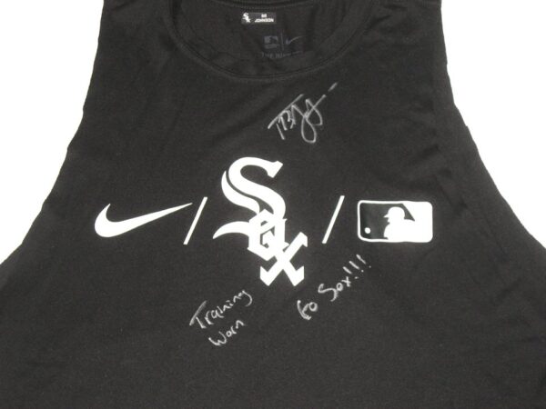 Tyler Johnson Training Worn & Signed Official Black Chicago White Sox 68 JOHNSON Nike Dri-Fit Shirt