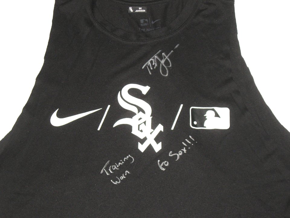 Tyler Johnson Training Worn & Signed Official Black Chicago White Sox 68  JOHNSON Nike Dri-Fit Shirt - Big Dawg Possessions