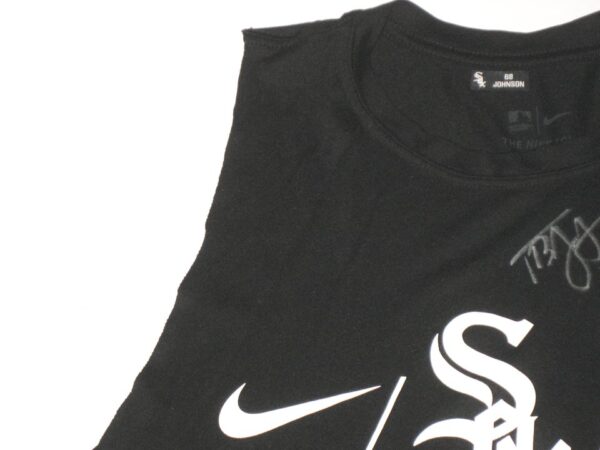 Tyler Johnson Training Worn & Signed Official Black Chicago White Sox 68 JOHNSON Nike Dri-Fit Shirt