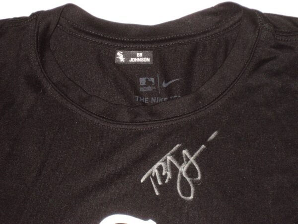 Tyler Johnson Training Worn & Signed Official Black Chicago White Sox 68 JOHNSON Nike Dri-Fit Shirt