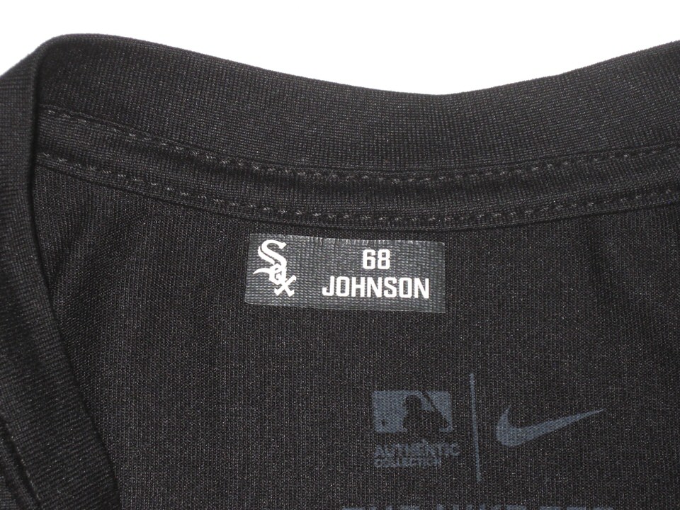Tyler Johnson Training Worn & Signed Official Black Chicago White Sox 68  JOHNSON Nike Dri-Fit Shirt - Big Dawg Possessions