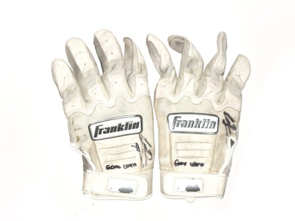 Cesar Rodriguez 2021 FCL Braves Game Worn & Signed White & Grey Franklin Batting Gloves