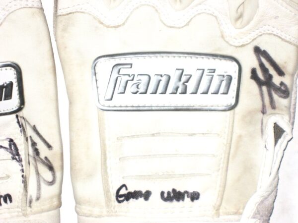 Cesar Rodriguez 2021 FCL Braves Game Worn & Signed White & Grey Franklin Batting Gloves