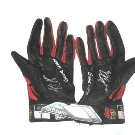 Drew Campbell Game Worn & Signed Official Louisville Cardinal Team Logo Adidas Adizero Gloves