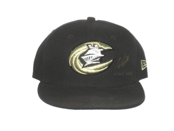 Hunter Schryver 2021 Game Worn & Signed Black Charlotte Knights Home New Era 59FIFTY Fitted Hat