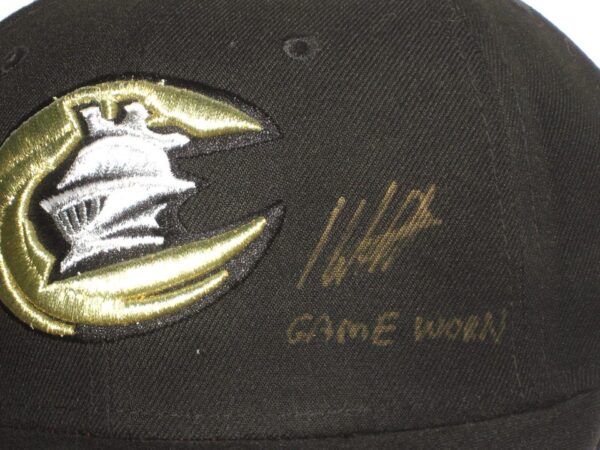 Hunter Schryver 2021 Game Worn & Signed Black Charlotte Knights Home New Era 59FIFTY Fitted Hat