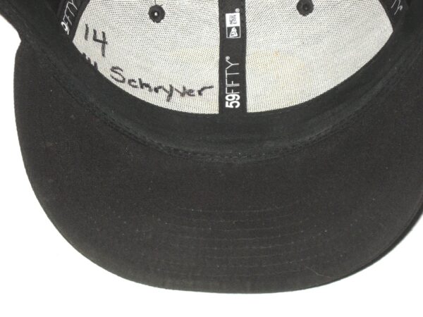 Hunter Schryver 2021 Game Worn & Signed Black Charlotte Knights Home New Era 59FIFTY Fitted Hat