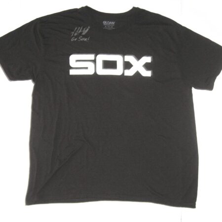 Hunter Schryver 2021 Practice Worn & Signed Black & White Chicago White Sox “27” Gildan XL Shirt