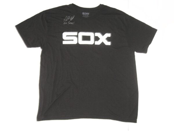 Hunter Schryver 2021 Practice Worn & Signed Black & White Chicago White Sox “27” Gildan XL Shirt