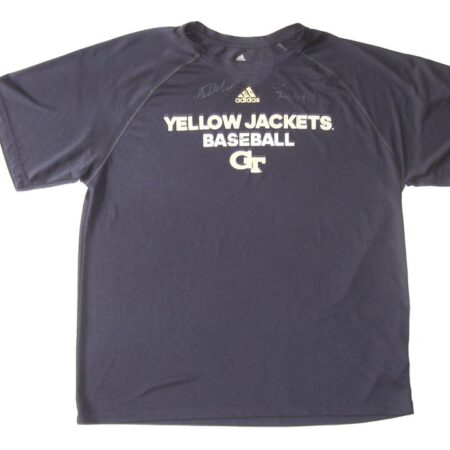 Luke Waddell Practice Worn & Signed Georgia Tech Yellow Jackets Baseball Adidas Climalite Shirt