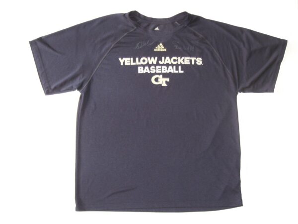 Luke Waddell Practice Worn & Signed Georgia Tech Yellow Jackets Baseball Adidas Climalite Shirt