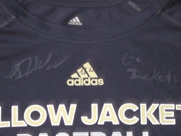 Luke Waddell Practice Worn & Signed Georgia Tech Yellow Jackets Baseball Adidas Climalite Shirt