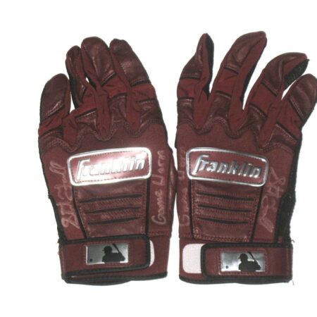 Stuart Fairchild 2021 Reno Aces Game Worn & Signed Red Franklin Batting Gloves