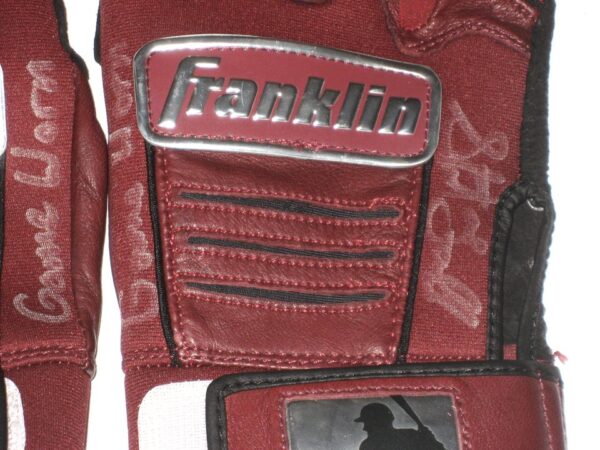Stuart Fairchild 2021 Reno Aces Game Worn & Signed Red & Black Franklin Batting Gloves
