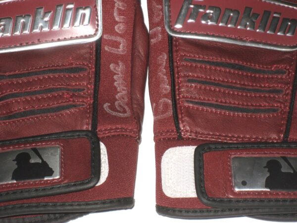 Stuart Fairchild 2021 Reno Aces Game Worn & Signed Red & Black Franklin Batting Gloves