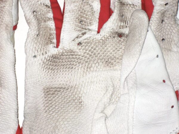 Stuart Fairchild 2021 Reno Aces Game Worn & Signed White & Red Franklin Batting Gloves