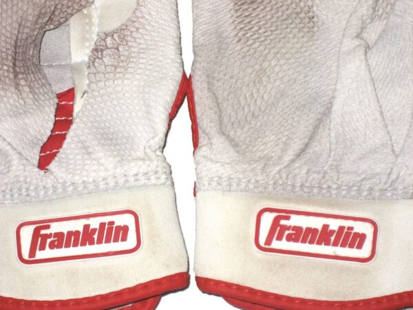 Stuart Fairchild 2021 Reno Aces Game Worn & Signed White & Red Franklin Batting Gloves