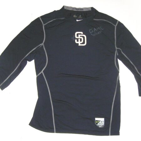 Tom Cosgrove 2021 Game Worn & Signed Official San Diego Padres Nike Hypercool 3:4 Shirt