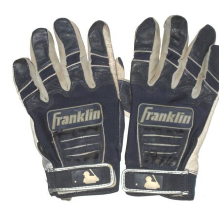 Andrew Moritz 2021 Rome Braves Game Worn & Signed Blue & Gray Franklin Batting Gloves