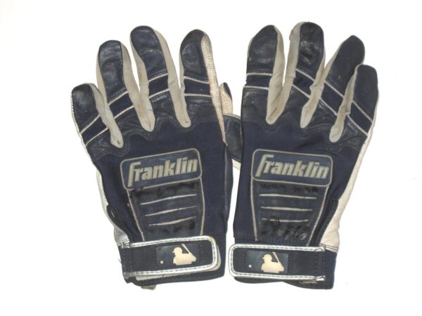 Andrew Moritz 2021 Rome Braves Game Worn & Signed Blue & Gray Franklin Batting Gloves