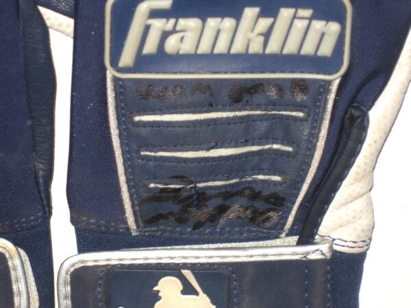 Andrew Moritz 2021 Rome Braves Game Worn & Signed Blue & Gray Franklin Batting Gloves