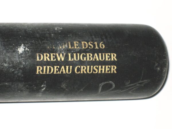 Drew Lugbauer 2021 Mississippi Braves Game Used & Signed SAM Rideau Crusher Maple Baseball Bat CRACKED