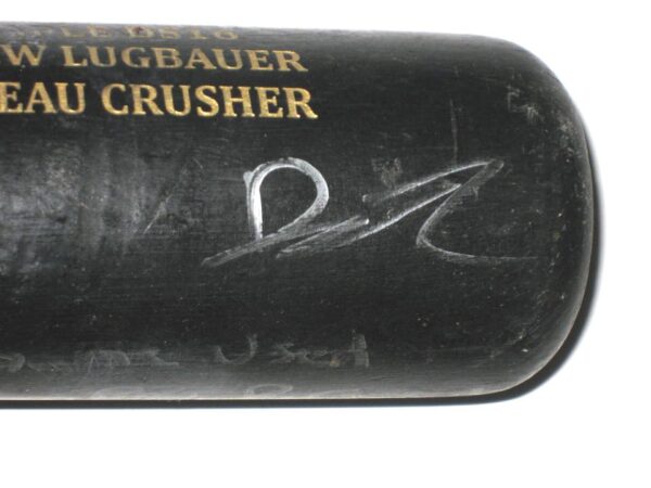 Drew Lugbauer 2021 Mississippi Braves Game Used & Signed SAM Rideau Crusher Maple Baseball Bat CRACKED
