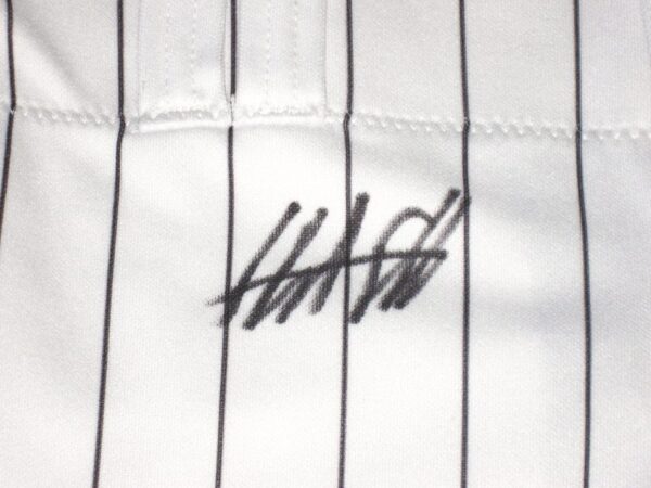 Hunter Schryver 2019 Birmingham Barons Game Worn & Signed Pinstripe Majestic Pants