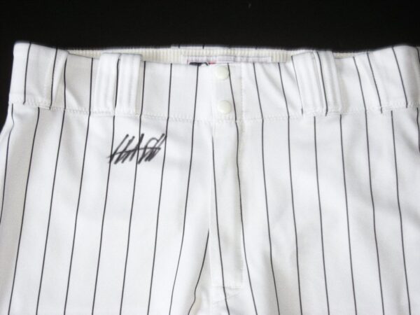 Hunter Schryver 2019 Birmingham Barons Game Worn & Signed Pinstripe Majestic Pants