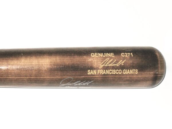 Jalen Miller 2018 San Jose Giants Game Used & Signed Louisville Slugger C271 Maple Baseball Bat - CRACKED