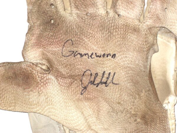 Jalen Miller Richmond Flying Squirrels Game Worn & Signed White & Gray Franklin Batting Gloves