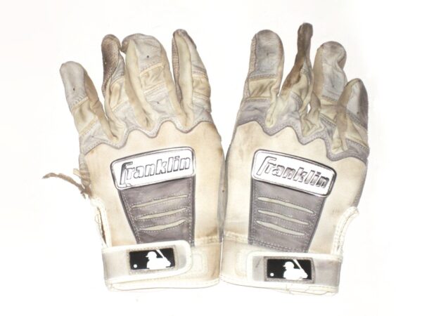 Jalen Miller Richmond Flying Squirrels Game Worn & Signed White & Gray Franklin Batting Gloves