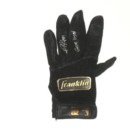 Rusber Estrada 2022 Augusta GreenJackets Game Used & Signed Black & Gold Franklin Batting Glove (Single)