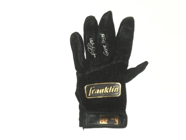Rusber Estrada 2022 Augusta GreenJackets Game Used & Signed Black & Gold Franklin Batting Glove (Single)