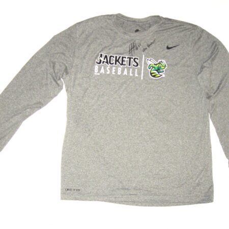 Rusber Estrada 2022 Practice Worn & Signed Official Augusta GreenJackets Long Sleeve Nike Dri-Fit Shirt