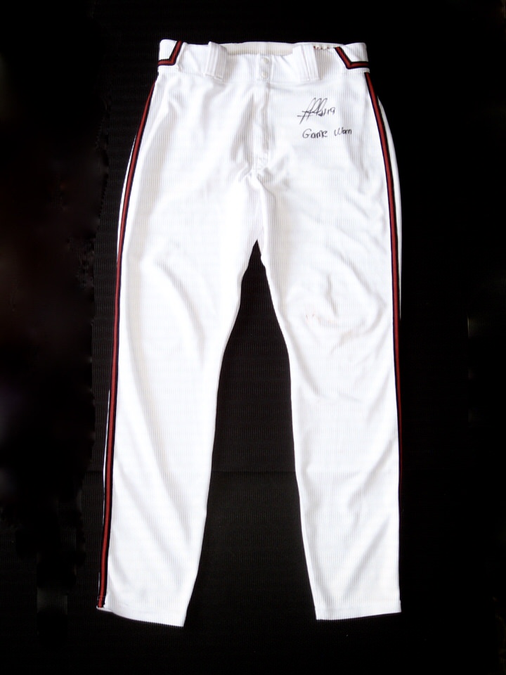 Rusber Estrada Rome Braves Game Worn & Signed White Majestic Pants