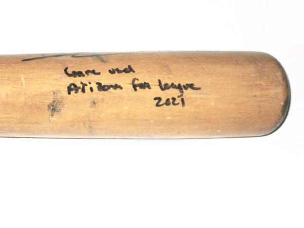 Drew Lugbauer 2021 Peoria Javelinas Game Used & Signed SAM Rideau Crusher Maple Baseball Bat CRACKED - Star of the Arizona Fall League!