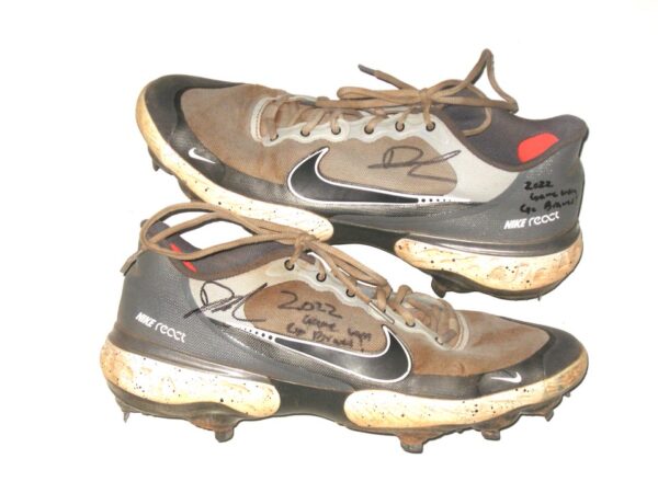 Drew Lugbauer 2022 Mississippi Braves Game Worn & Signed Nike Alpha Huarache Baseball Cleats