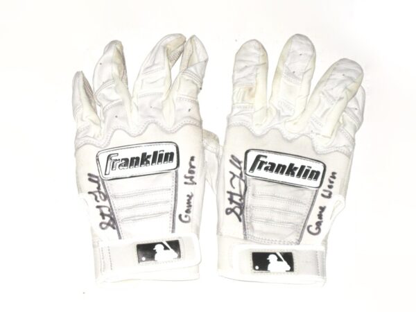 Stuart Fairchild 2020 Cincinnati Reds Game Worn & Signed White Franklin Batting Gloves